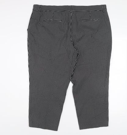 Next Women Black Geometric Tailored Trousers Size 20R Cotton Blend