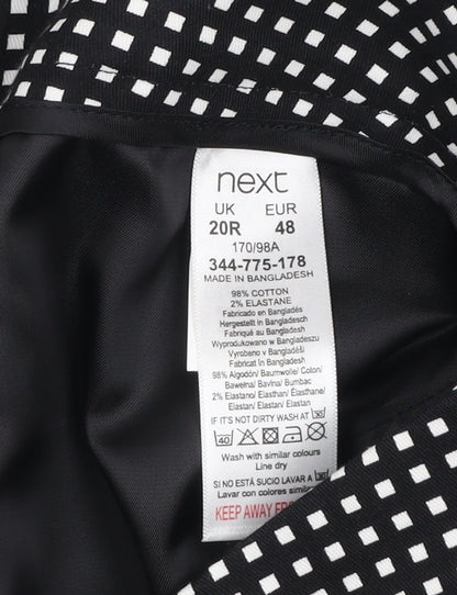 Next Women Black Geometric Tailored Trousers Size 20R Cotton Blend