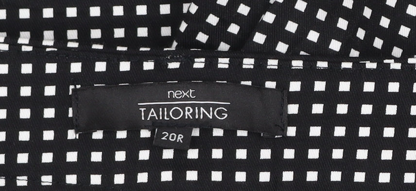 Next Women Black Geometric Tailored Trousers Size 20R Cotton Blend