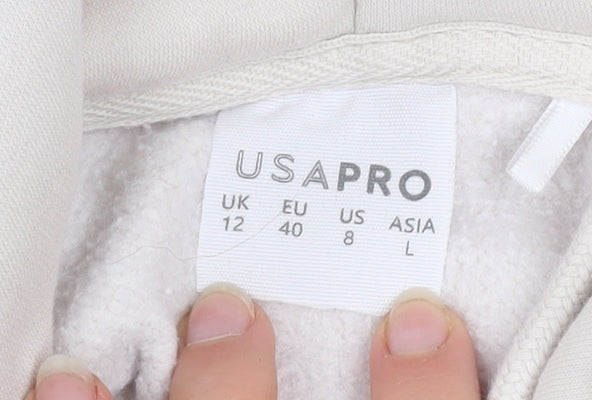 Womens UK Size 12 USA Pro Beige Pullover Hoodie