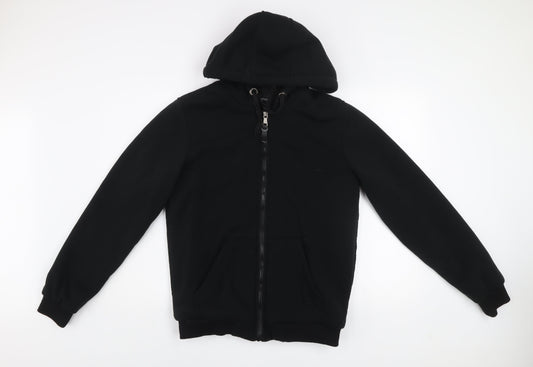 Brave Soul Men's Black L Fleece Lined Hooded Zip Active Jacket