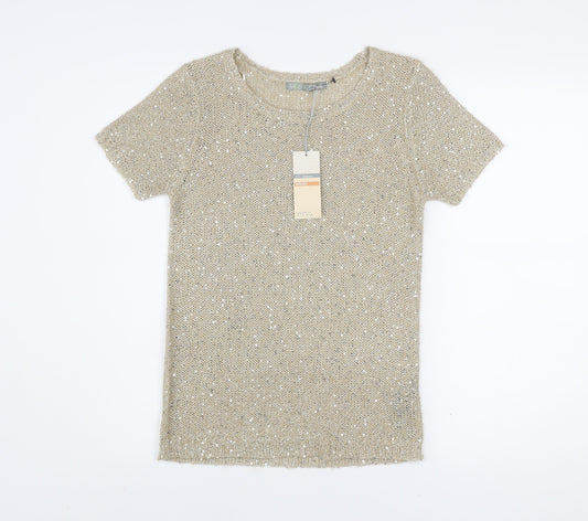 Womens UK Size 8 Marks and Spencer Beige Basic T-Shirt
