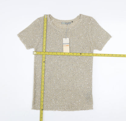 Womens UK Size 8 Marks and Spencer Beige Basic T-Shirt