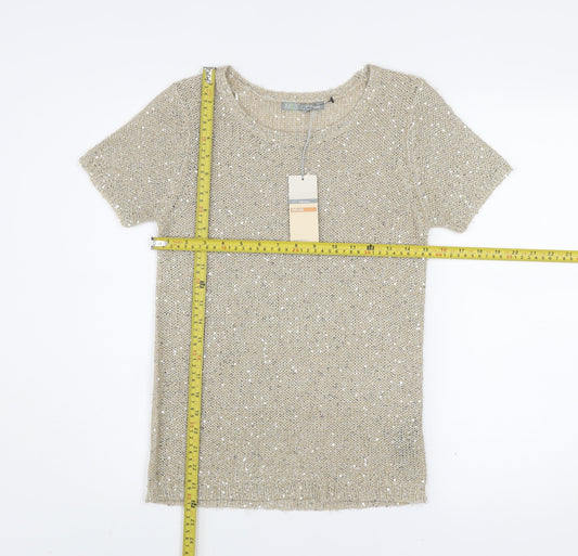 Womens UK Size 8 Marks and Spencer Beige Basic T-Shirt