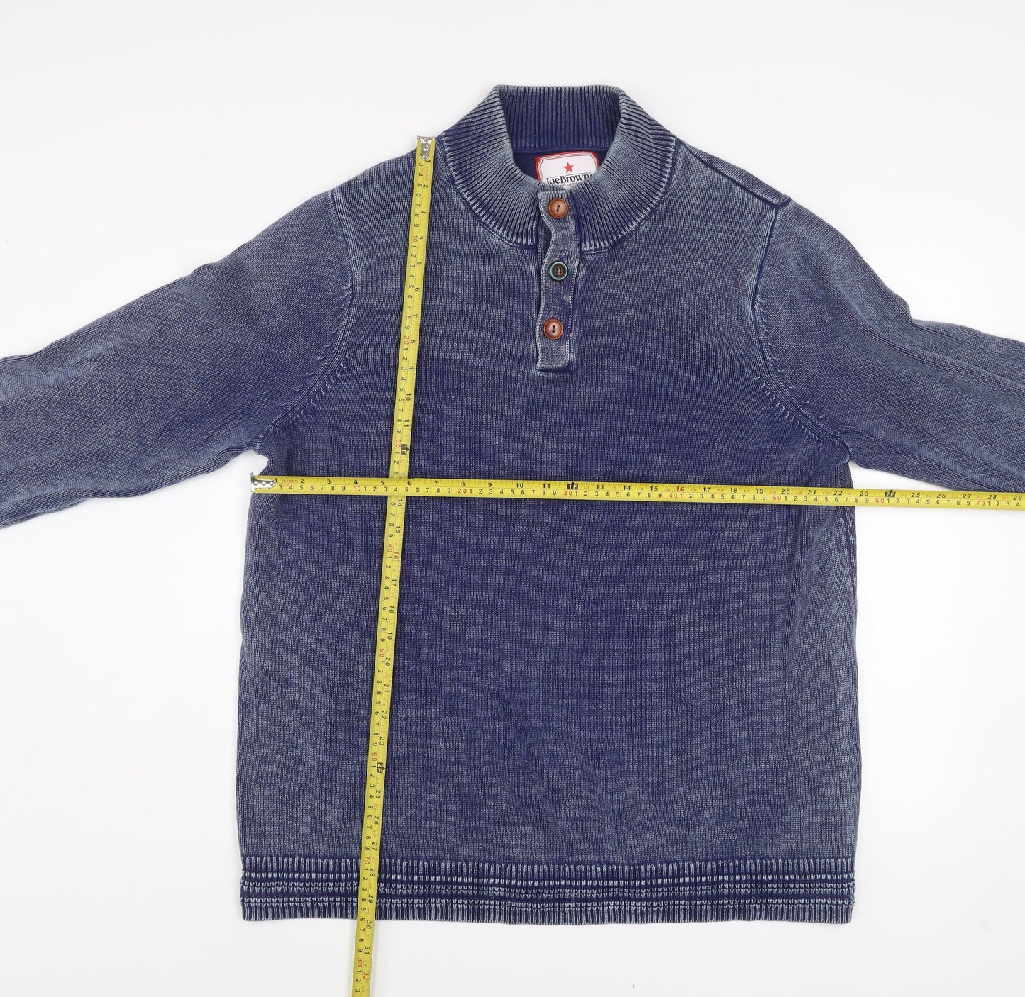 Joe Browns Men's Blue Cotton Henley Jumper XL