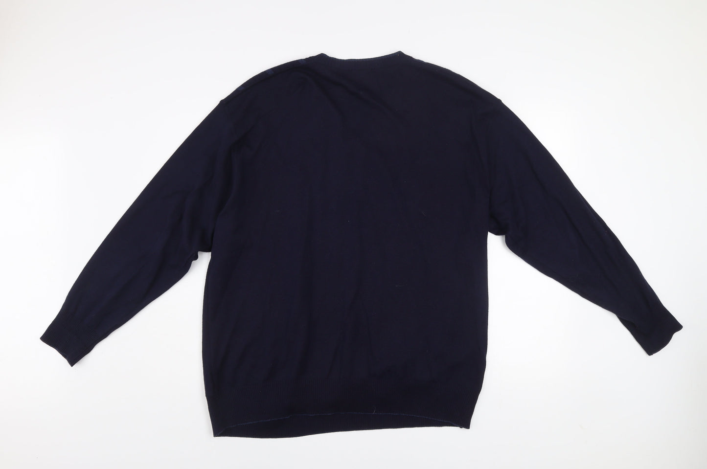 Gabicci Men's Blue 2XL V-Neck Geometric Knit Pullover Jumper