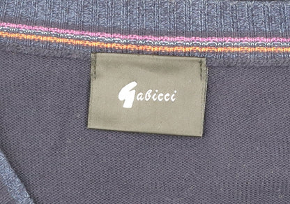 Gabicci Men's Blue 2XL V-Neck Geometric Knit Pullover Jumper