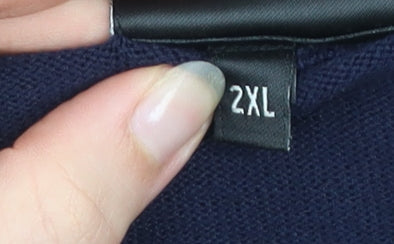 Gabicci Men's Blue 2XL V-Neck Geometric Knit Pullover Jumper