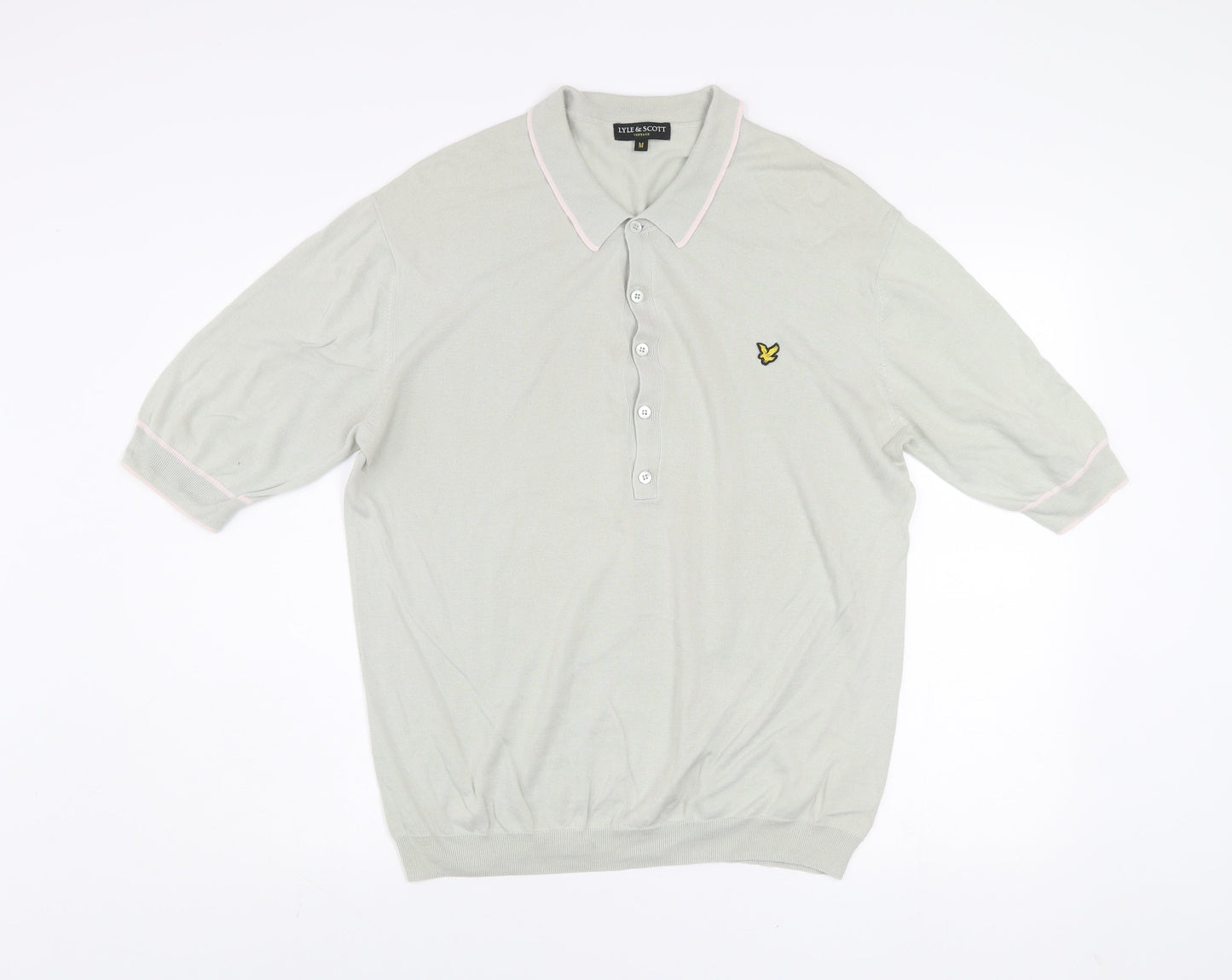 Lyle & Scott Vintage Men's Beige Cotton Short Sleeve Polo Shirt M