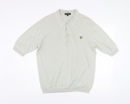 Lyle & Scott Vintage Men's Beige Cotton Short Sleeve Polo Shirt M