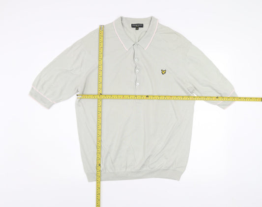 Lyle & Scott Vintage Men's Beige Cotton Short Sleeve Polo Shirt M