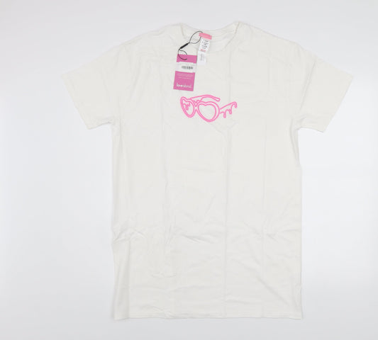 Womens UK Size S Love Island White Basic T-Shirt