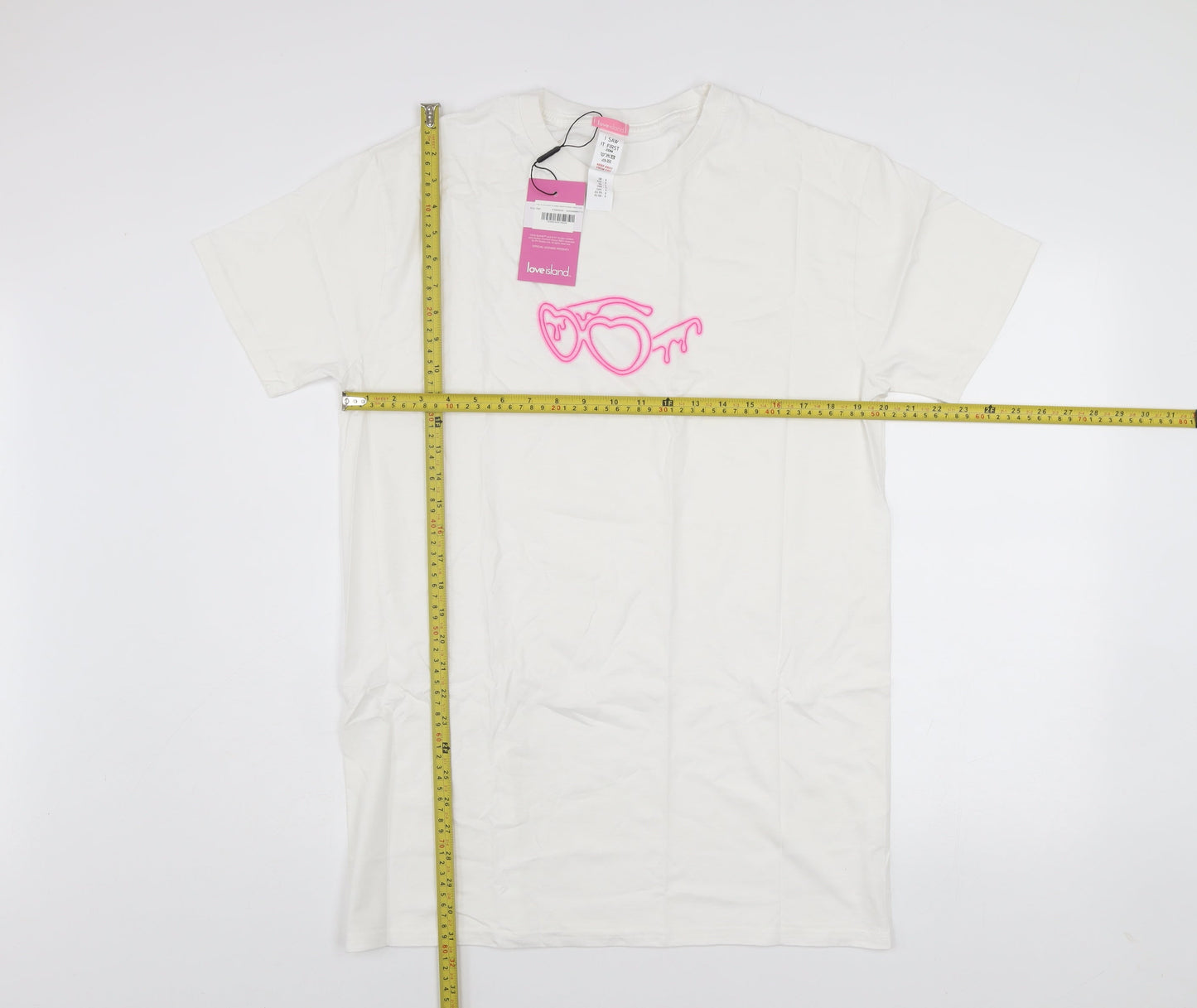 Womens UK Size S Love Island White Basic T-Shirt