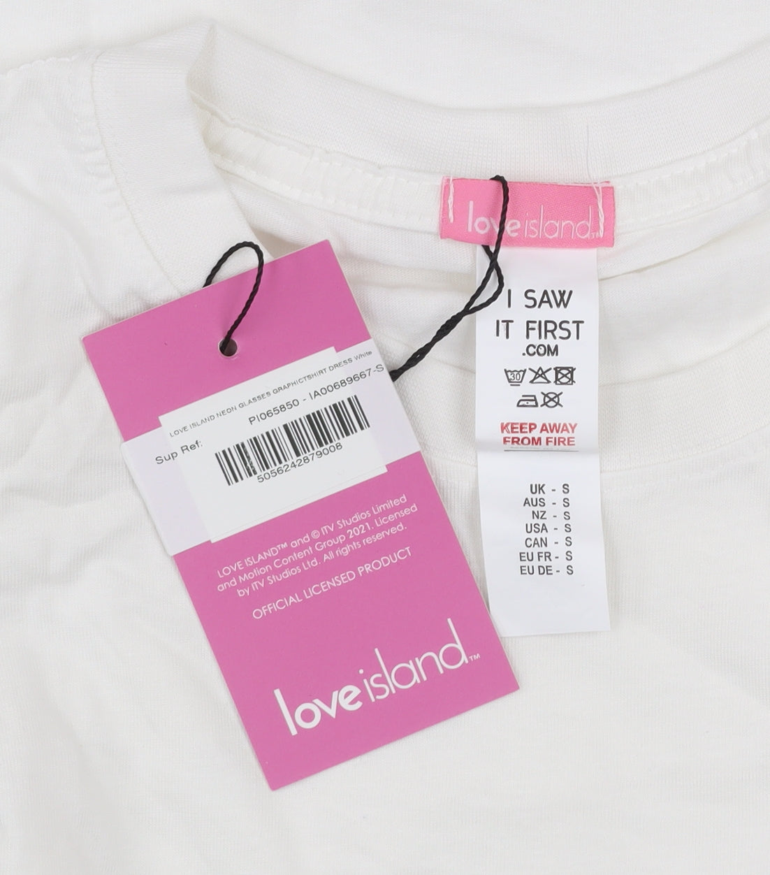 Womens UK Size S Love Island White Basic T-Shirt