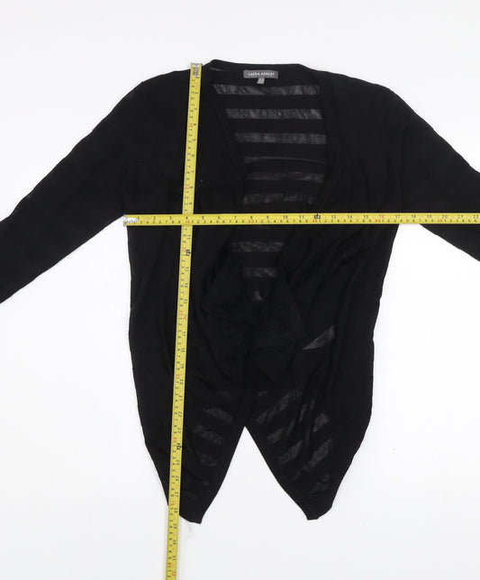 Laura Ashley Women's Black Size 12 Open Knit Long Sleeve Cardigan