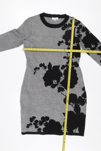 Calvin Klein Women’s Grey Floral Knit Bodycon Dress Size M