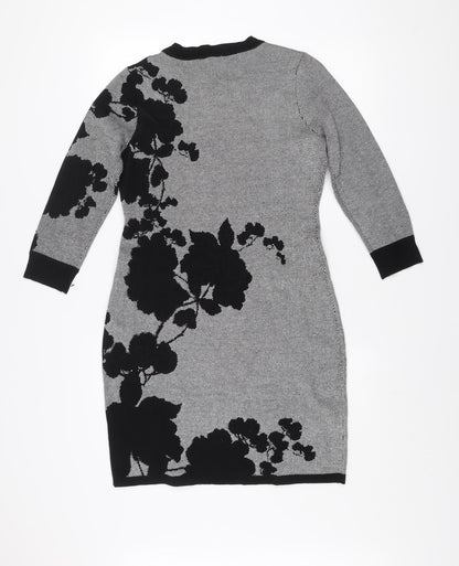 Calvin Klein Women’s Grey Floral Knit Bodycon Dress Size M