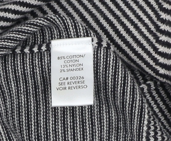 Calvin Klein Men’s Grey Striped V-Neck Cotton Jumper Size L