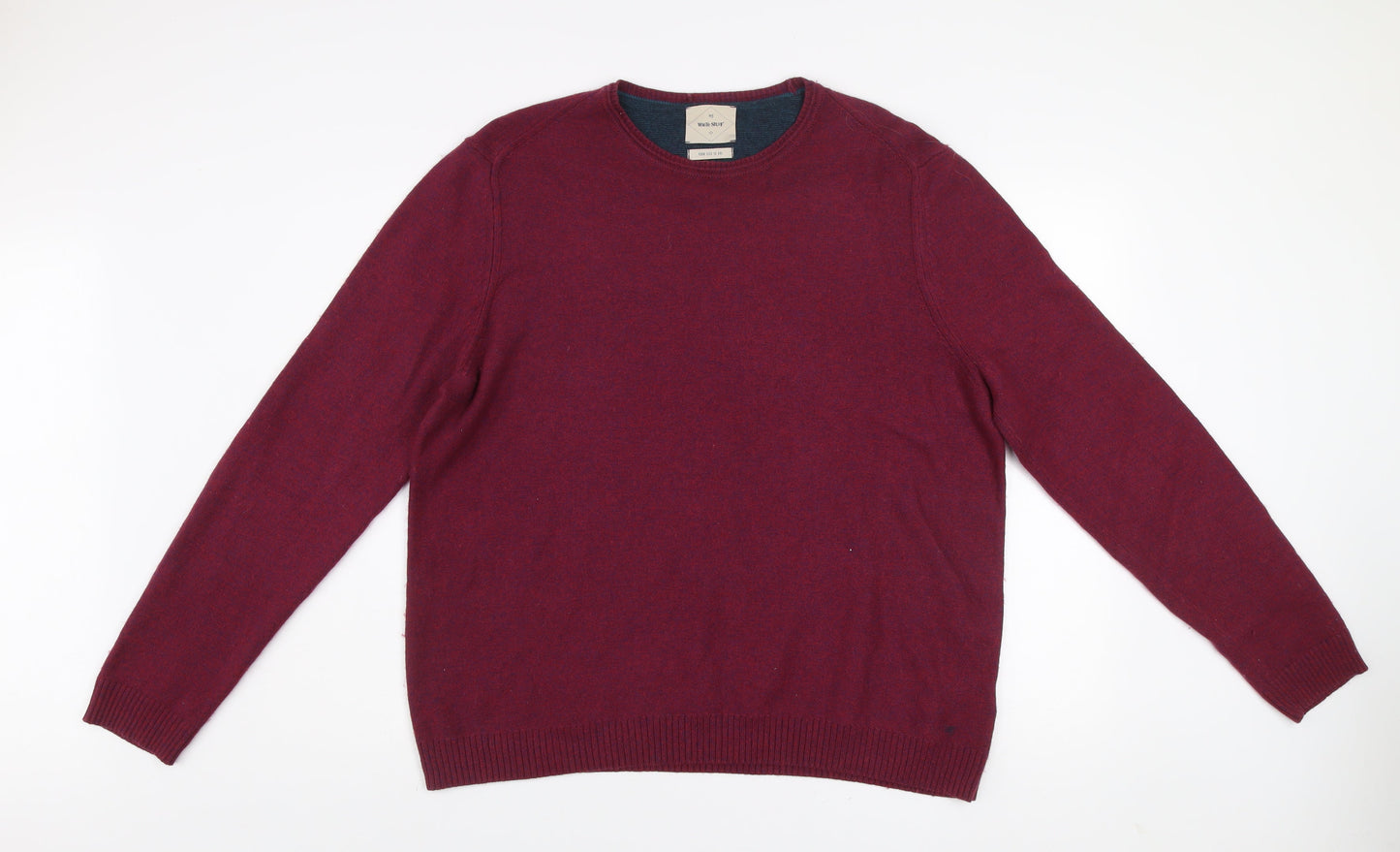 White Stuff Men's Red 2XL Crew Neck Cotton Wool Jumper