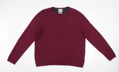 White Stuff Men's Red 2XL Crew Neck Cotton Wool Jumper