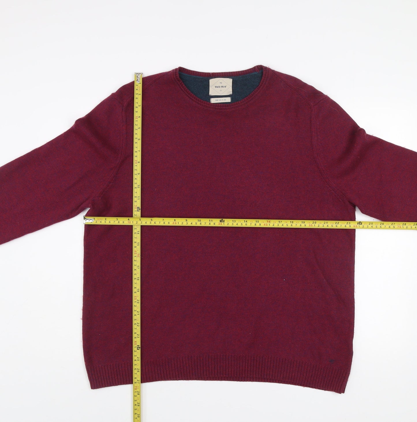 White Stuff Men's Red 2XL Crew Neck Cotton Wool Jumper
