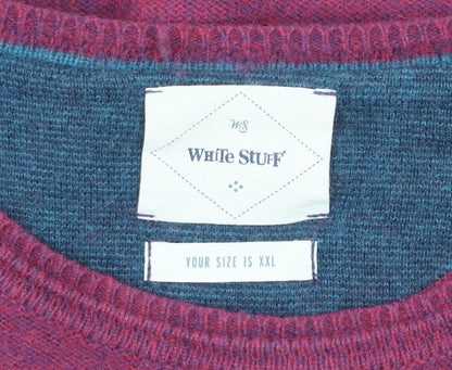 White Stuff Men's Red 2XL Crew Neck Cotton Wool Jumper