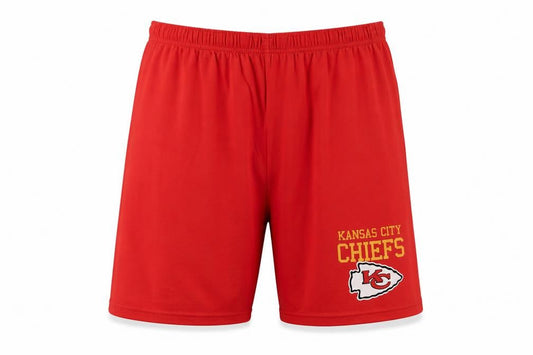 Front view of Marks & Spencer NFL Kansas City Chiefs Red Teen 32in Athletic Shorts