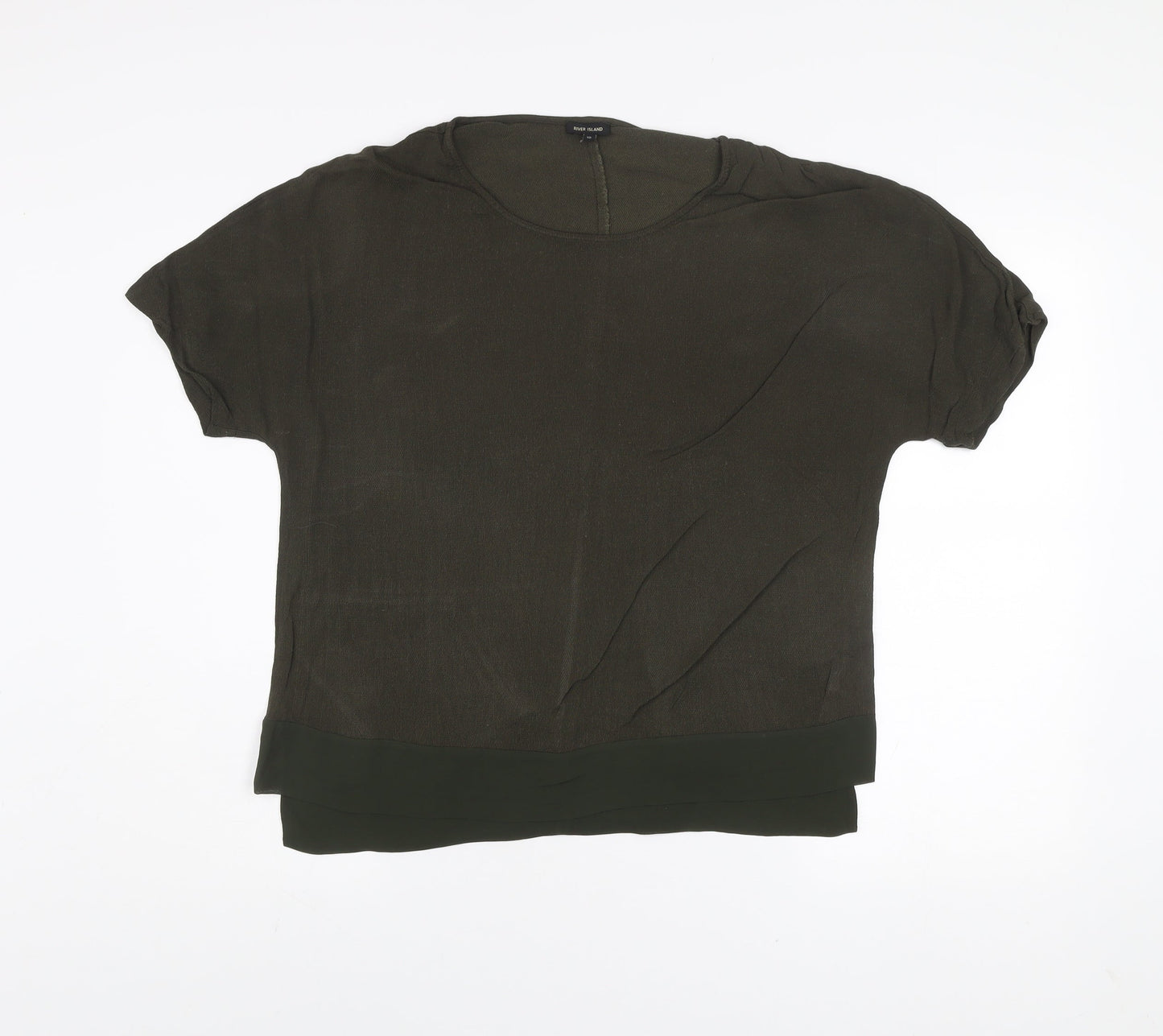 Womens UK Size 10 River Island Green Basic Blouse