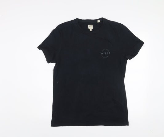 Jack Wills Men's Black Graphic Cotton Crew Neck T-Shirt Size S