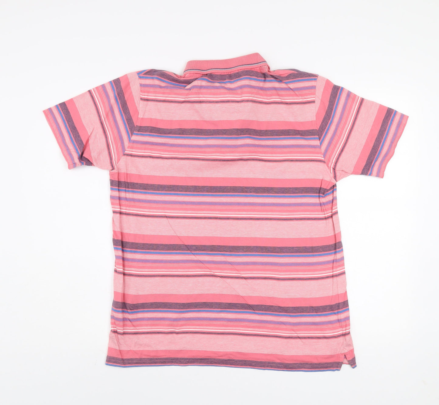 James Pringle Men’s Pink Striped Cotton Golf Polo Shirt Size M