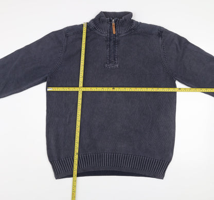 Fat Face Men's Blue 1/4 Zip Cotton Jumper Size L Outdoor Classic Knit
