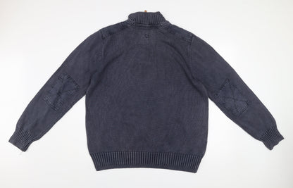 Fat Face Men's Blue 1/4 Zip Cotton Jumper Size L Outdoor Classic Knit