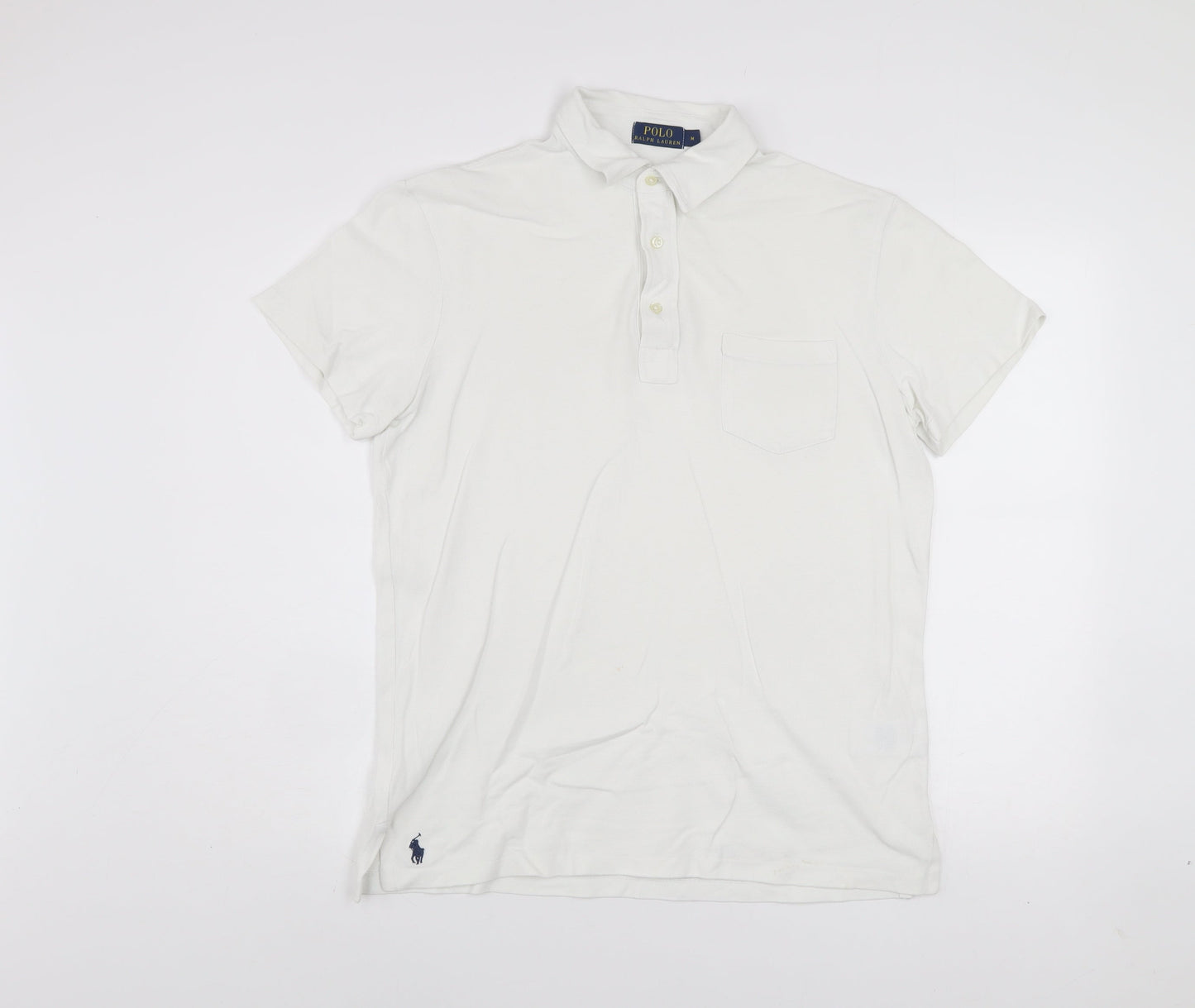 Ralph Lauren Men's White Polo Shirt M Classic Cotton Short Sleeve