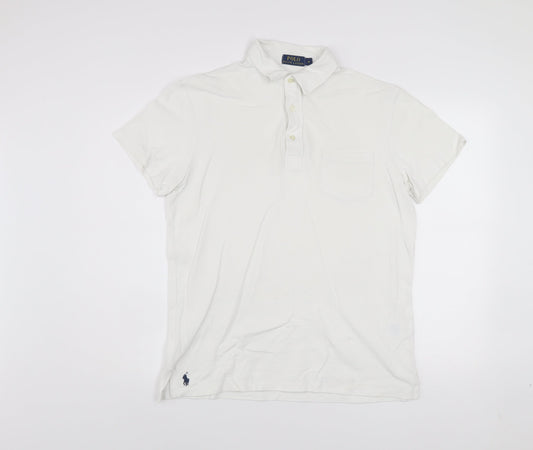 Ralph Lauren Men's White Polo Shirt M Classic Cotton Short Sleeve