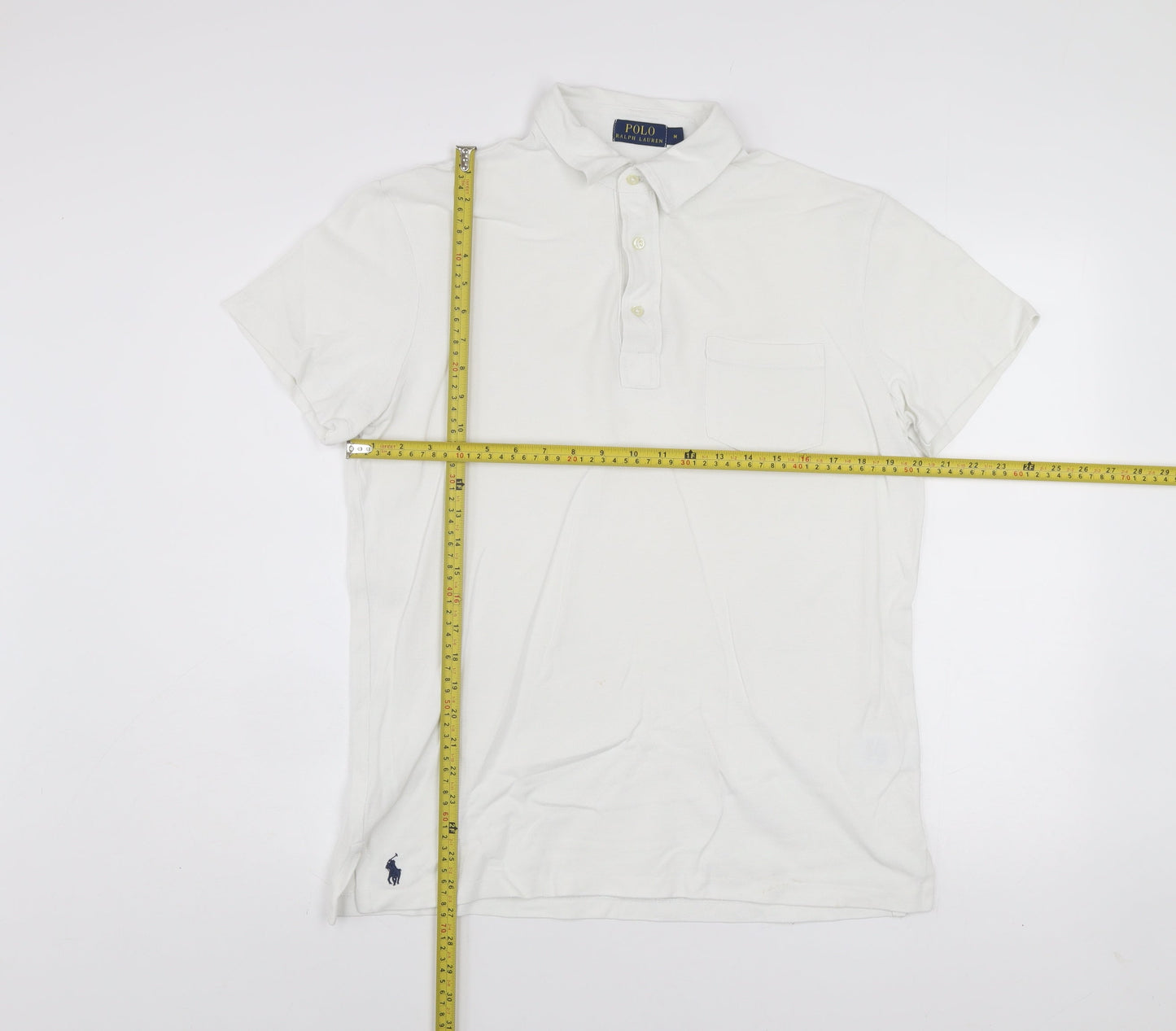 Ralph Lauren Men's White Polo Shirt M Classic Cotton Short Sleeve