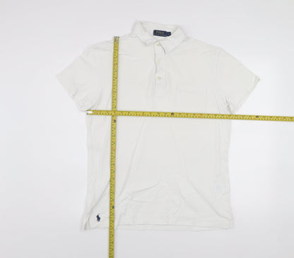 Ralph Lauren Men's White Polo Shirt M Classic Cotton Short Sleeve