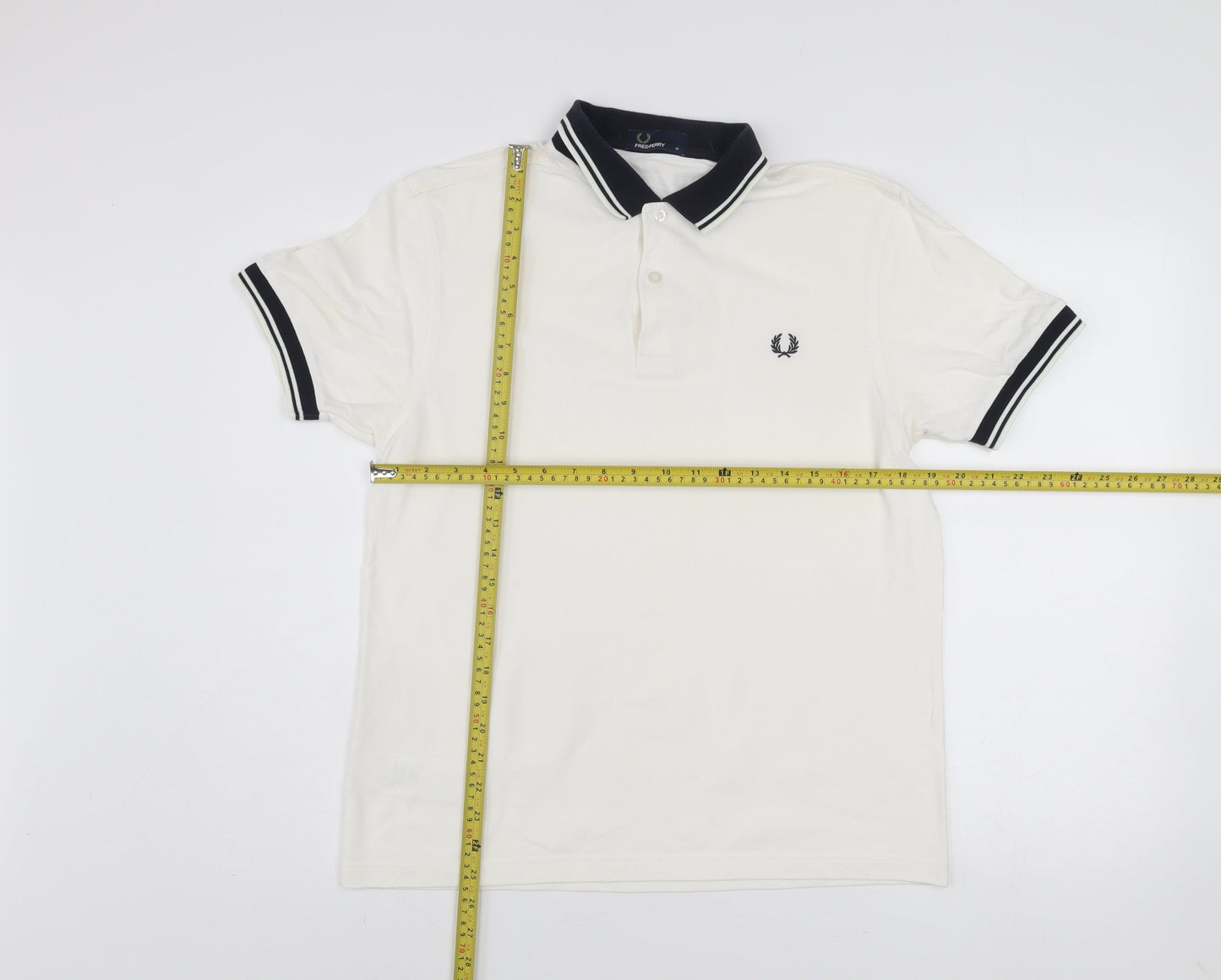 Fred Perry Men's White Cotton Polo Shirt M Regular Fit Short Sleeve