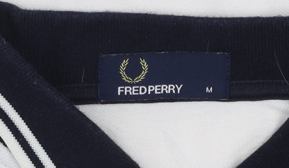 Fred Perry Men's White Cotton Polo Shirt M Regular Fit Short Sleeve