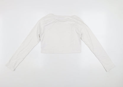 Daisy Street Women’s White Cropped Long Sleeve Button Slim Fit Top UK 12