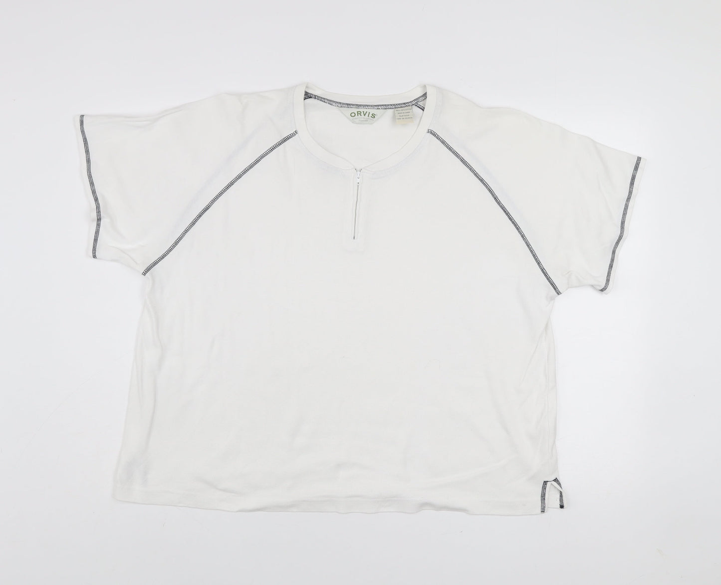 Orvis Men's White XL 1/2 Zip Cotton Short Sleeve T-Shirt