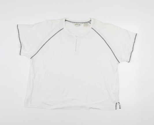 Orvis Men's White XL 1/2 Zip Cotton Short Sleeve T-Shirt