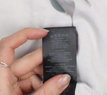 Pretty Green Men's White Paisley Collar XL Cotton Polo Shirt