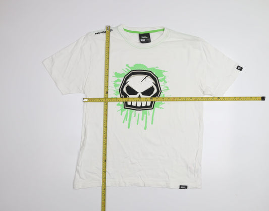 No Fear Men's White Skull Graphic Short Sleeve T-Shirt L