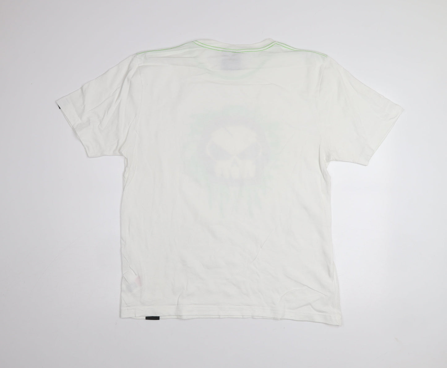 No Fear Men's White Skull Graphic Short Sleeve T-Shirt L