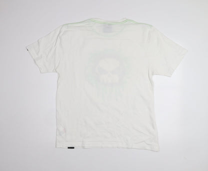 No Fear Men's White Skull Graphic Short Sleeve T-Shirt L