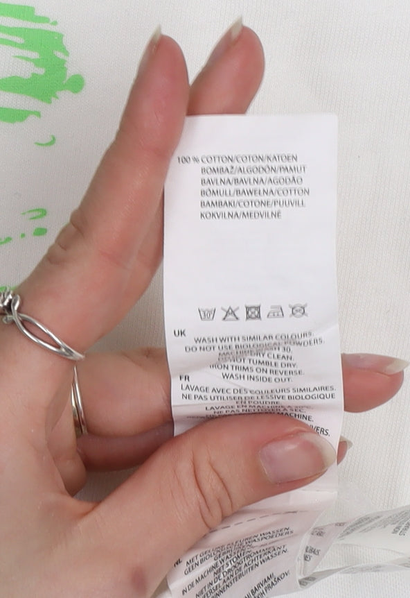 No Fear Men's White Skull Graphic Short Sleeve T-Shirt L