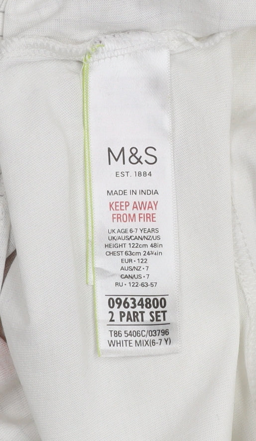 Boys UK Size 6-7 Years Marks and Spencer White Basic T-Shirt