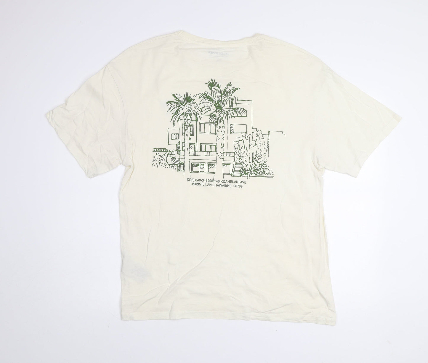 Jack & Jones Originals Men's Beige Summer Resort Graphic T-Shirt Size L