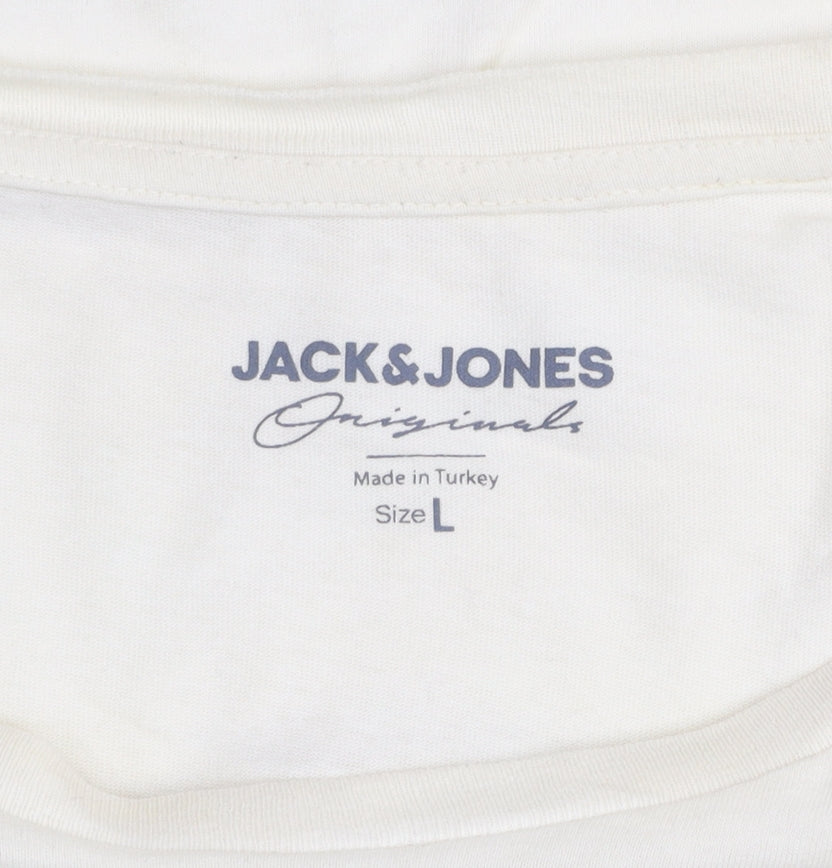 Jack & Jones Originals Men's Beige Summer Resort Graphic T-Shirt Size L