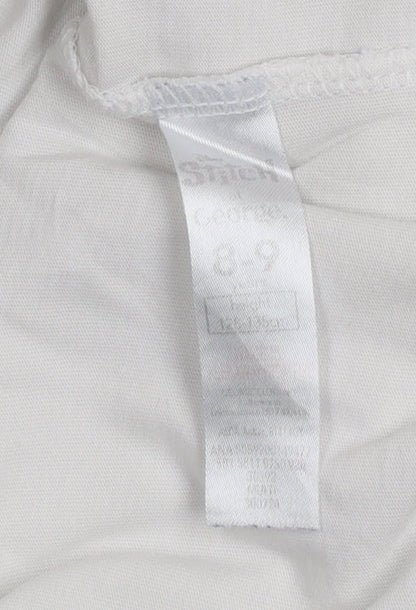 Disney Stitch Girls White T-Shirt by George 8-9 Years Short Sleeve Cotton